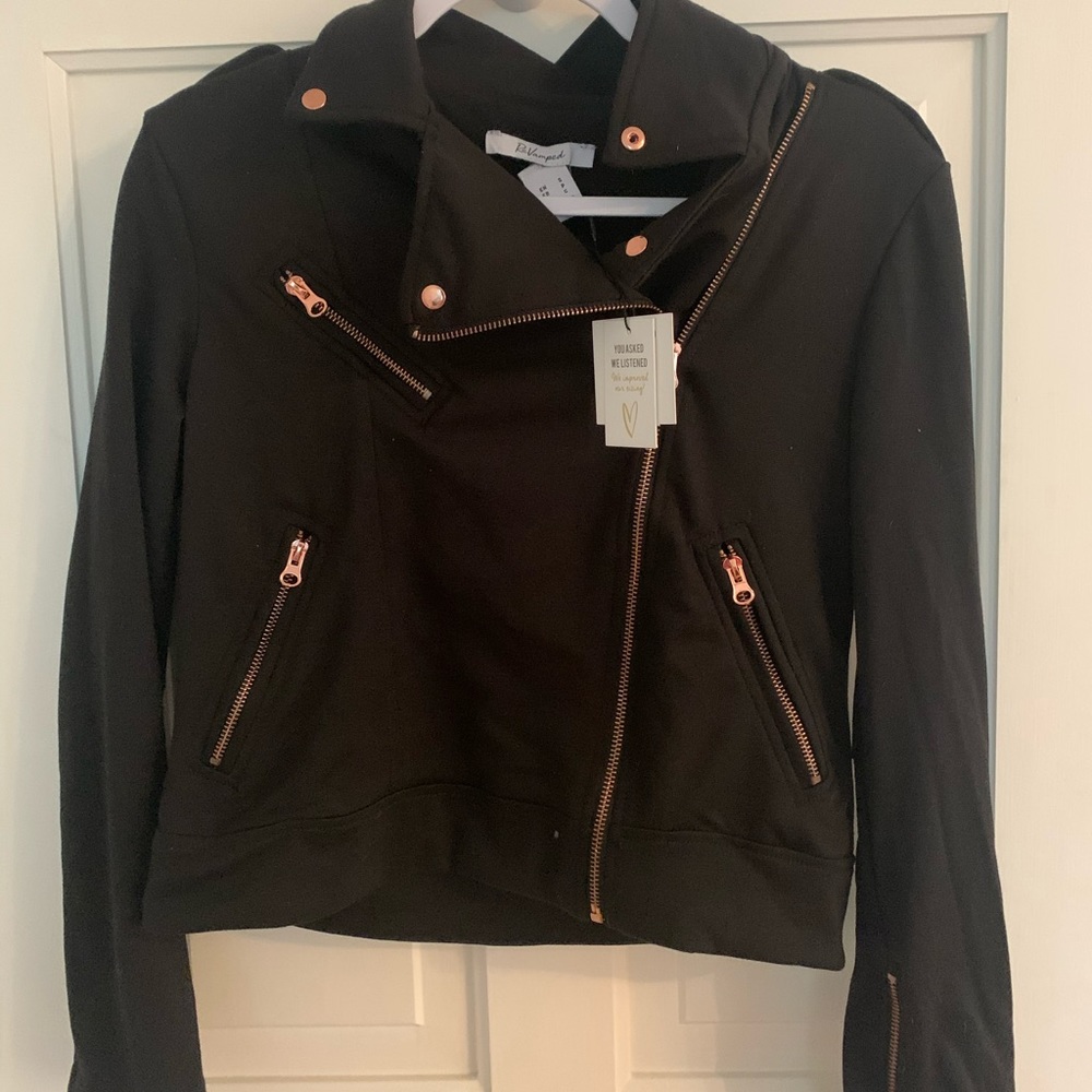 BLACK WITH ROSE GOLD ACCENTS FASHION JACKET